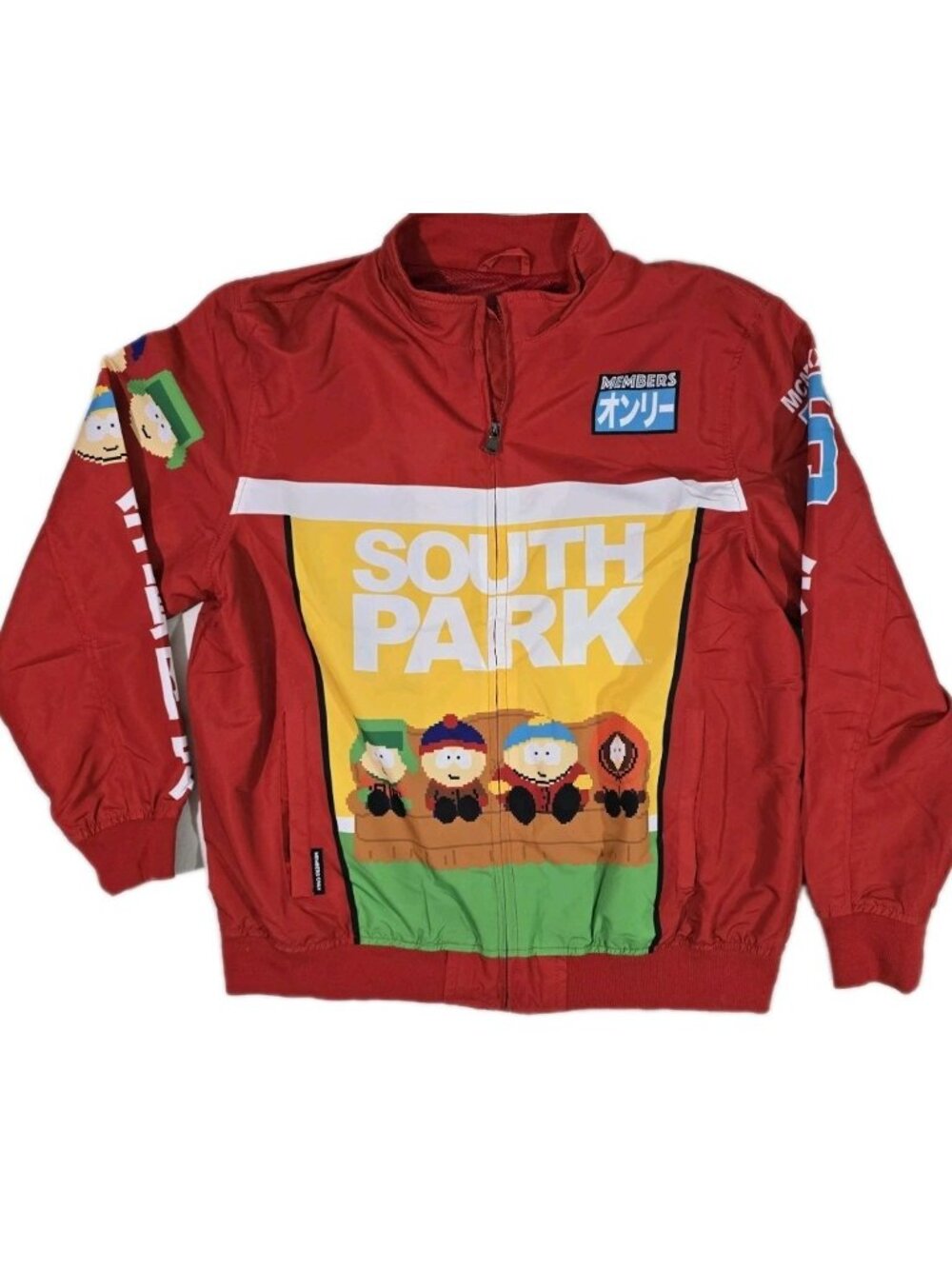 Members Only x South Park 8 Bit Graphic Full Zip Windbreaker Jacket Men's XL NWT